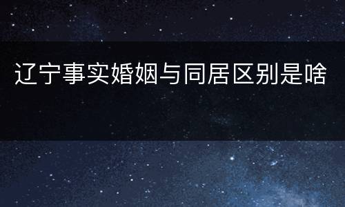 辽宁事实婚姻与同居区别是啥