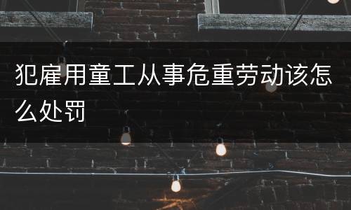 犯雇用童工从事危重劳动该怎么处罚