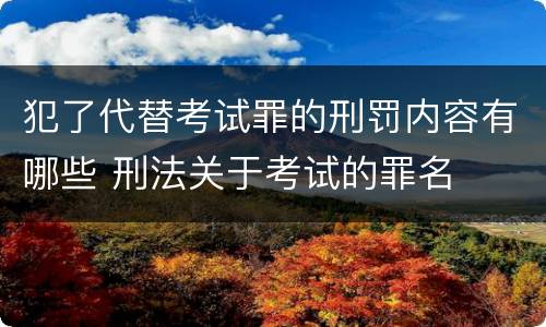 犯了代替考试罪的刑罚内容有哪些 刑法关于考试的罪名