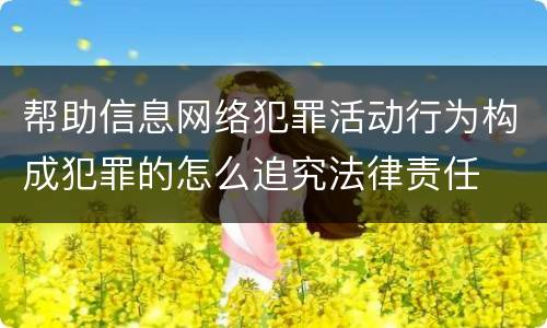 帮助信息网络犯罪活动行为构成犯罪的怎么追究法律责任