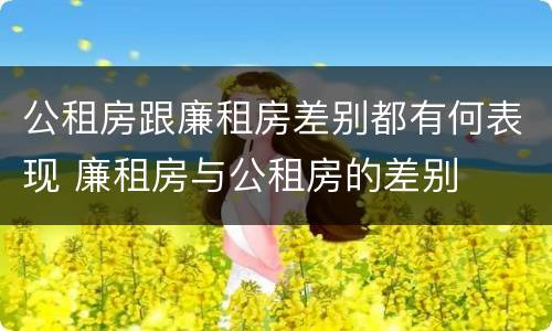 公租房跟廉租房差别都有何表现 廉租房与公租房的差别
