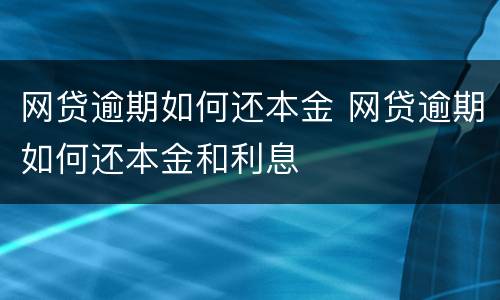 网贷逾期如何还本金 网贷逾期如何还本金和利息
