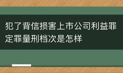 犯了背信损害上市公司利益罪定罪量刑档次是怎样