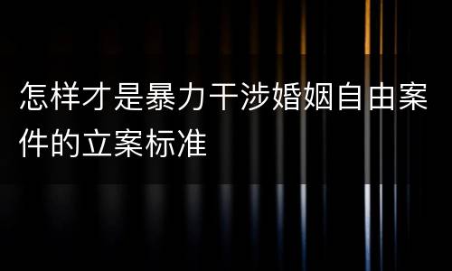 怎样才是暴力干涉婚姻自由案件的立案标准