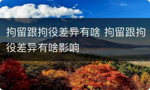 拘留跟拘役差异有啥 拘留跟拘役差异有啥影响
