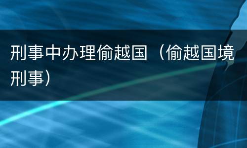 刑事中办理偷越国（偷越国境刑事）