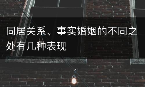 同居关系、事实婚姻的不同之处有几种表现