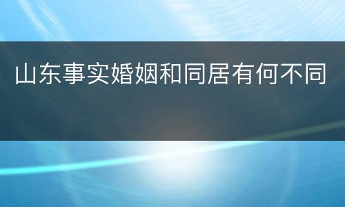 山东事实婚姻和同居有何不同