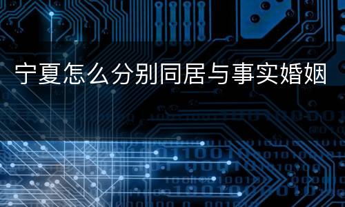 宁夏怎么分别同居与事实婚姻