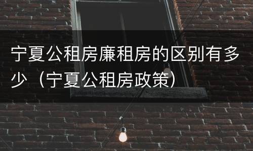 宁夏公租房廉租房的区别有多少（宁夏公租房政策）