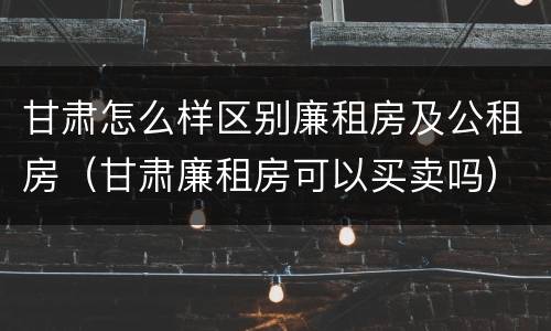 甘肃怎么样区别廉租房及公租房（甘肃廉租房可以买卖吗）