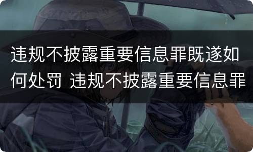 违规不披露重要信息罪既遂如何处罚 违规不披露重要信息罪既遂如何处罚标准
