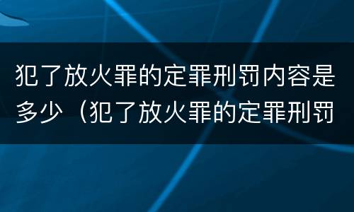 犯了放火罪的定罪刑罚内容是多少（犯了放火罪的定罪刑罚内容是多少天）