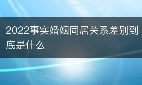 2022事实婚姻同居关系差别到底是什么