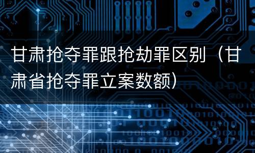 甘肃抢夺罪跟抢劫罪区别（甘肃省抢夺罪立案数额）