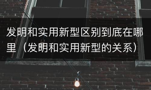 发明和实用新型区别到底在哪里（发明和实用新型的关系）