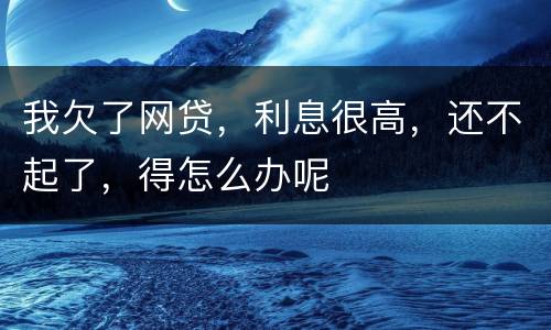 我欠了网贷，利息很高，还不起了，得怎么办呢
