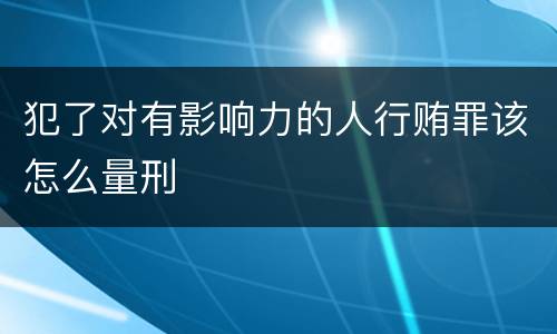犯了对有影响力的人行贿罪该怎么量刑