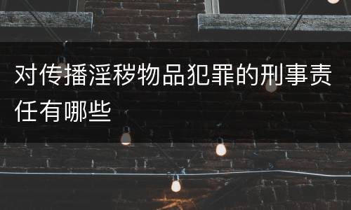 对传播淫秽物品犯罪的刑事责任有哪些
