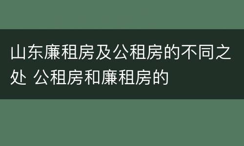 山东廉租房及公租房的不同之处 公租房和廉租房的