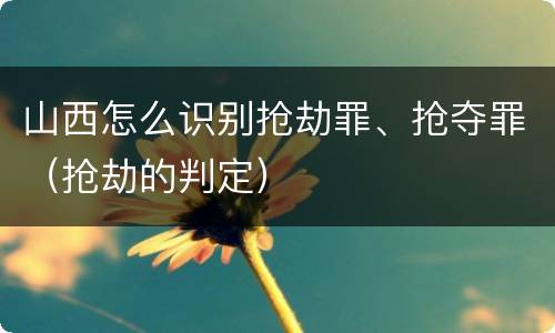 山西怎么识别抢劫罪、抢夺罪（抢劫的判定）