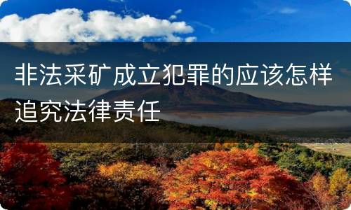 非法采矿成立犯罪的应该怎样追究法律责任