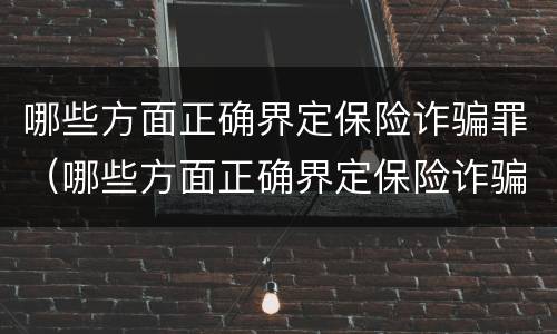 哪些方面正确界定保险诈骗罪（哪些方面正确界定保险诈骗罪立案标准）