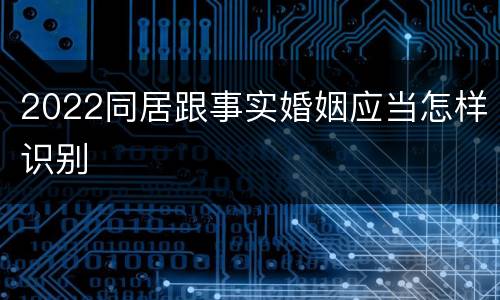 2022同居跟事实婚姻应当怎样识别