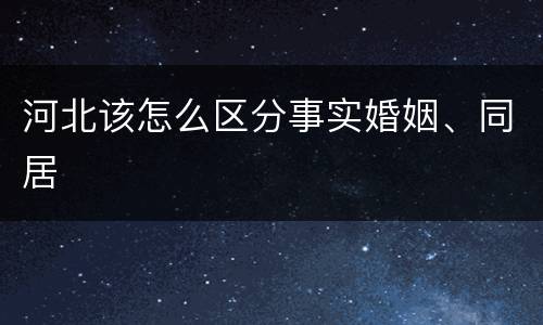 河北该怎么区分事实婚姻、同居