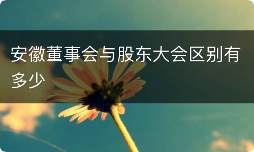 安徽董事会与股东大会区别有多少