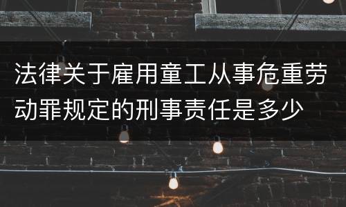 法律关于雇用童工从事危重劳动罪规定的刑事责任是多少
