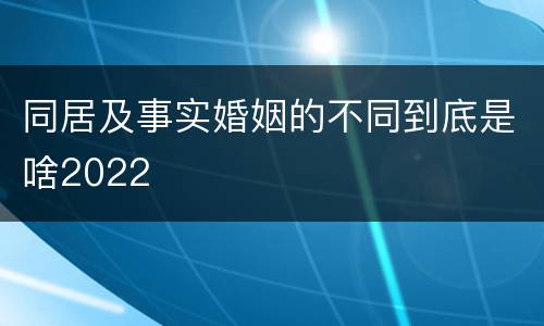同居及事实婚姻的不同到底是啥2022