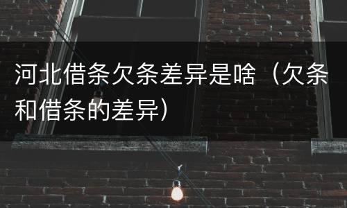 河北借条欠条差异是啥（欠条和借条的差异）