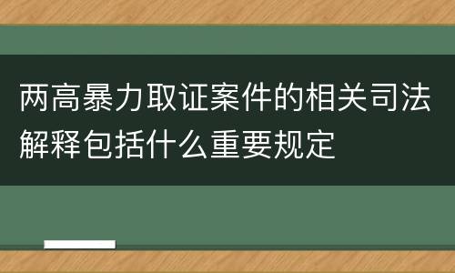 两高暴力取证案件的相关司法解释包括什么重要规定