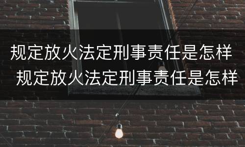 规定放火法定刑事责任是怎样 规定放火法定刑事责任是怎样划分的