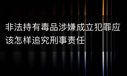 非法持有毒品涉嫌成立犯罪应该怎样追究刑事责任