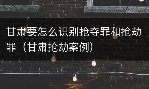 甘肃要怎么识别抢夺罪和抢劫罪（甘肃抢劫案例）