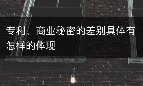 专利、商业秘密的差别具体有怎样的体现