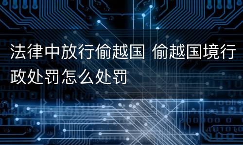 法律中放行偷越国 偷越国境行政处罚怎么处罚