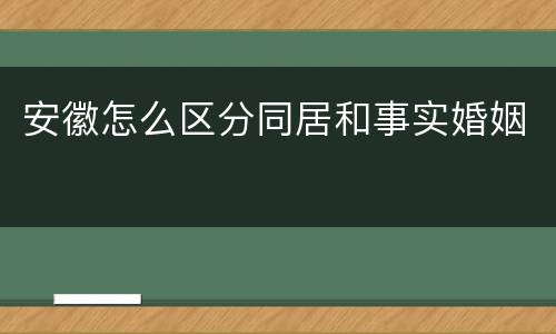 安徽怎么区分同居和事实婚姻