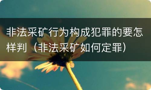 非法采矿行为构成犯罪的要怎样判（非法采矿如何定罪）