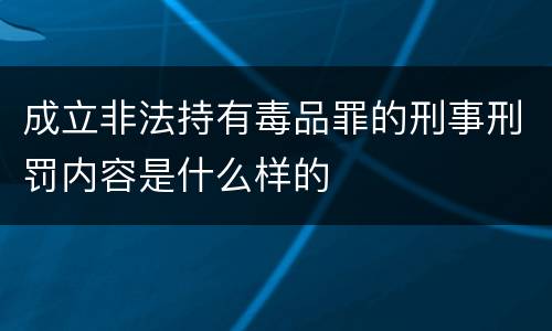 成立非法持有毒品罪的刑事刑罚内容是什么样的