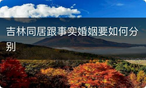 吉林同居跟事实婚姻要如何分别