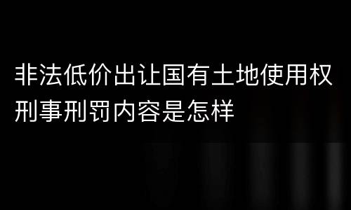 非法低价出让国有土地使用权刑事刑罚内容是怎样