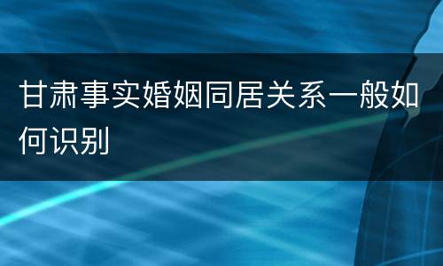 甘肃事实婚姻同居关系一般如何识别