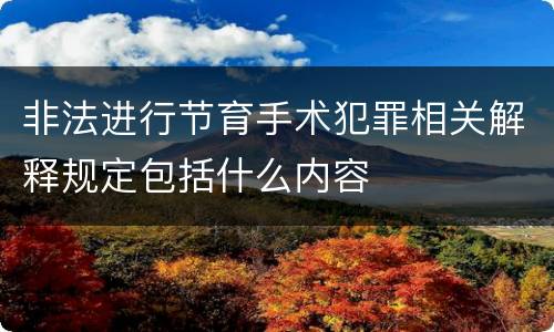 非法进行节育手术犯罪相关解释规定包括什么内容