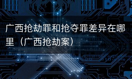 广西抢劫罪和抢夺罪差异在哪里（广西抢劫案）