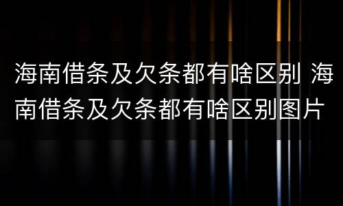 海南借条及欠条都有啥区别 海南借条及欠条都有啥区别图片