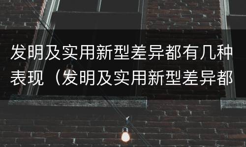 发明及实用新型差异都有几种表现（发明及实用新型差异都有几种表现方法）
