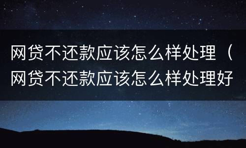 网贷不还款应该怎么样处理（网贷不还款应该怎么样处理好）